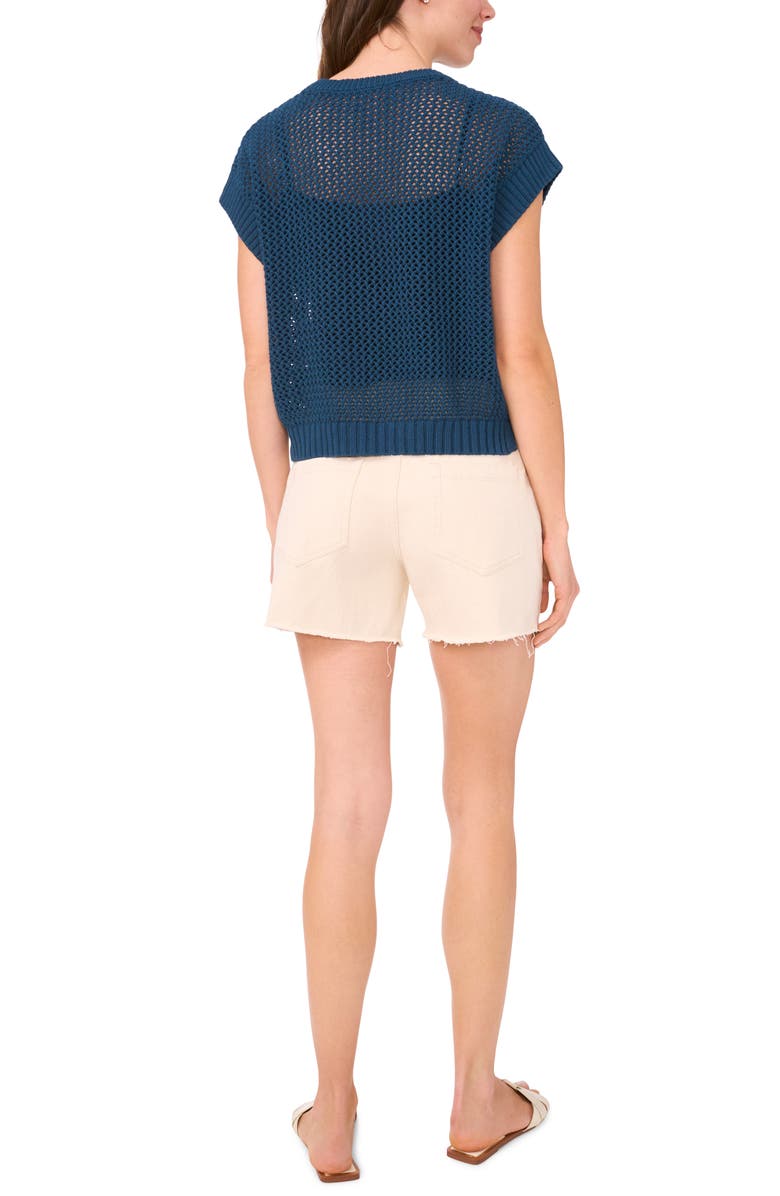 Halogen<sup>®</sup> Open Stitch Cotton Crop Sweater Vest, Alternate, color, Seaport Blue