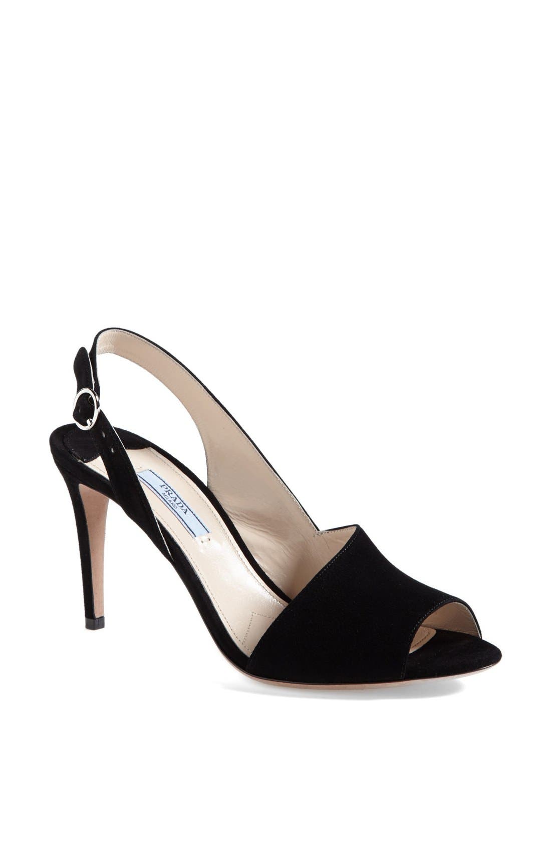 Asymmetrical Sling Sandal, Main, color, BLACK