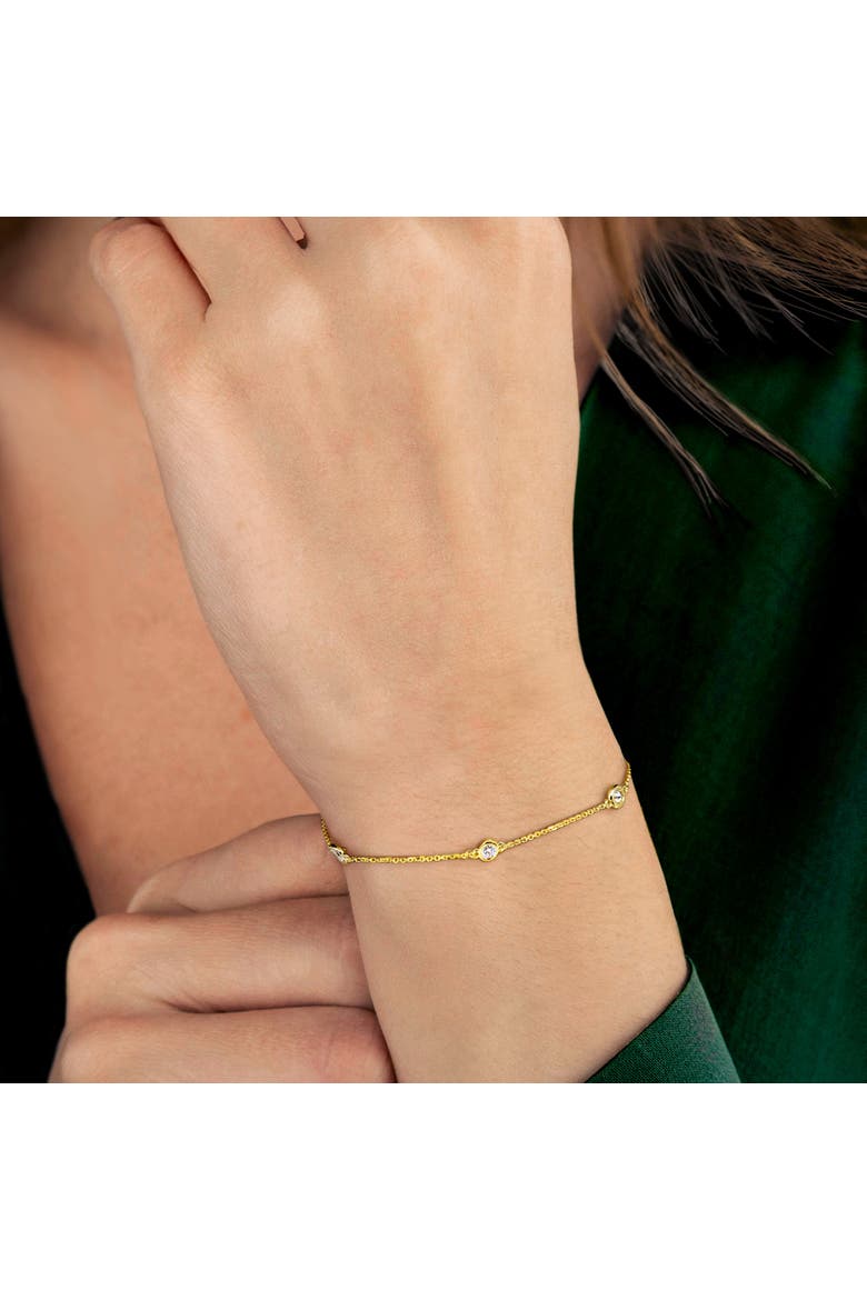 Lab-Grown Diamond Station Bracelet Sterling Silver, Alternate, color, Yellow-Plated