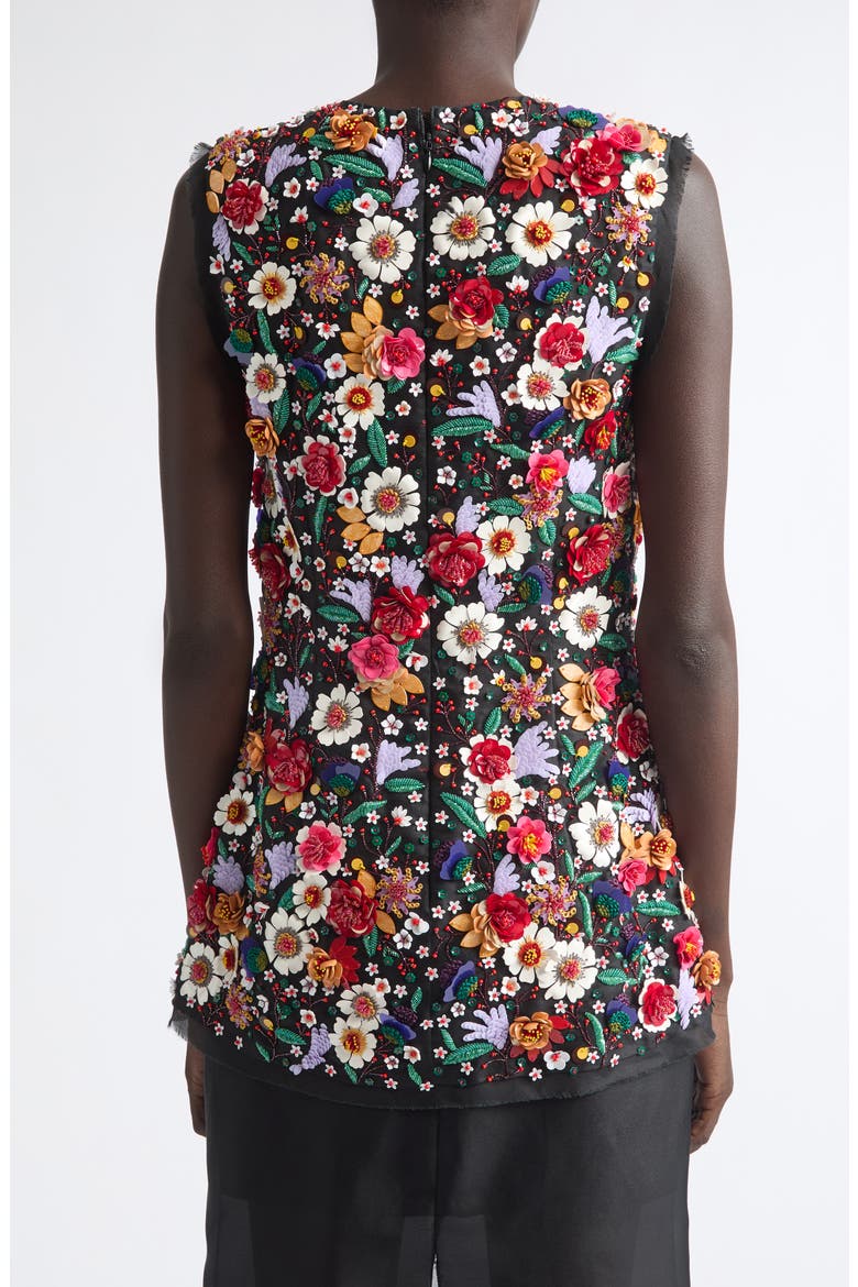 Floral Appliqu Silk Top, Alternate, color, BLACK MULTI