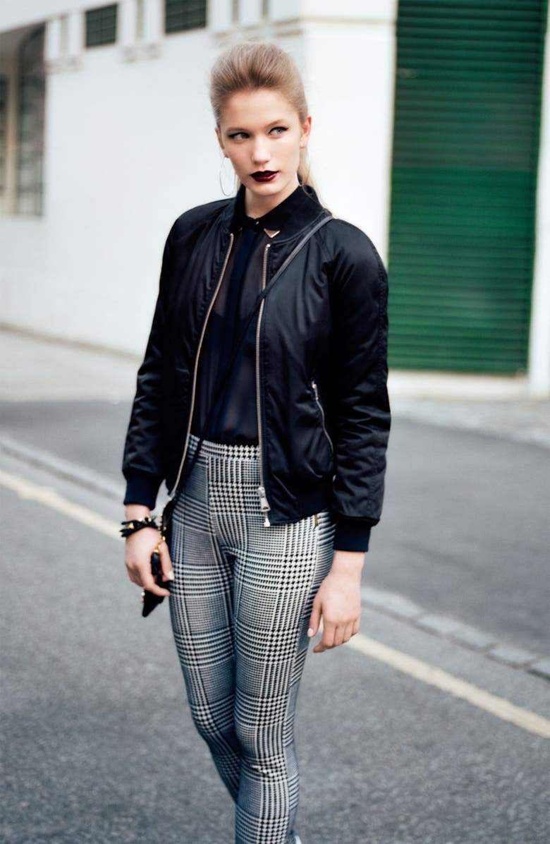 Topshop Moto Tipped Collar Chiffon Shirt, Alternate, color, 