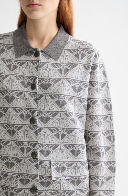 Scotch & Soda Logo Jacquard Sweater Jacket In Gray