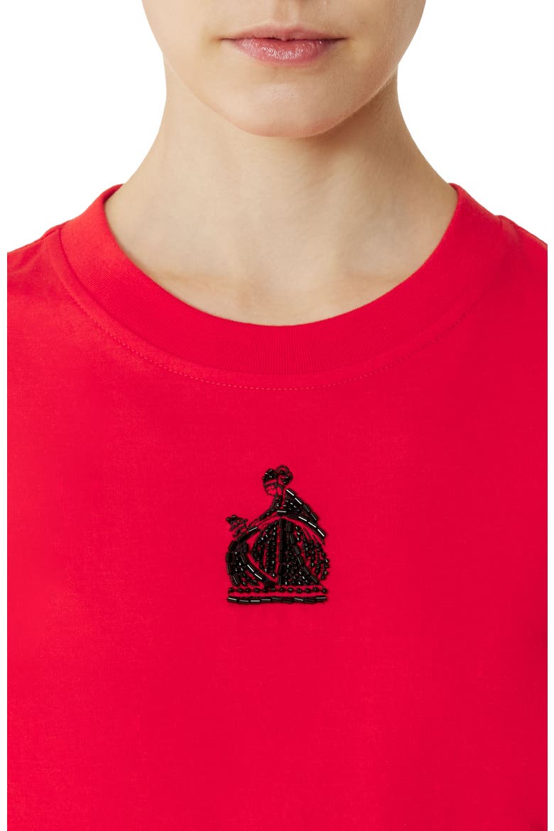 Mother And Daughter Embroidered Cotton Jersey T-Shirt, Alternate, color, Poppy Red