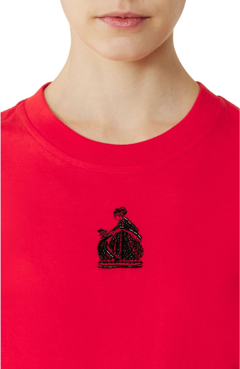 Lanvin Mother And Daughter Embroidered Cotton Jersey T-Shirt, Alternate, color, Poppy Red