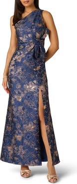 Adrianna Papell One-Shoulder Jacquard Gown
