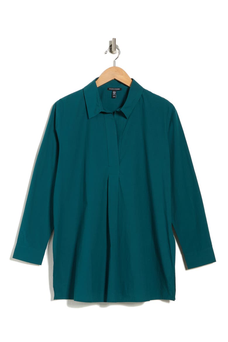 Long Sleeve Organic Cotton Tunic Shirt, Alternate, color, AEGEAN
