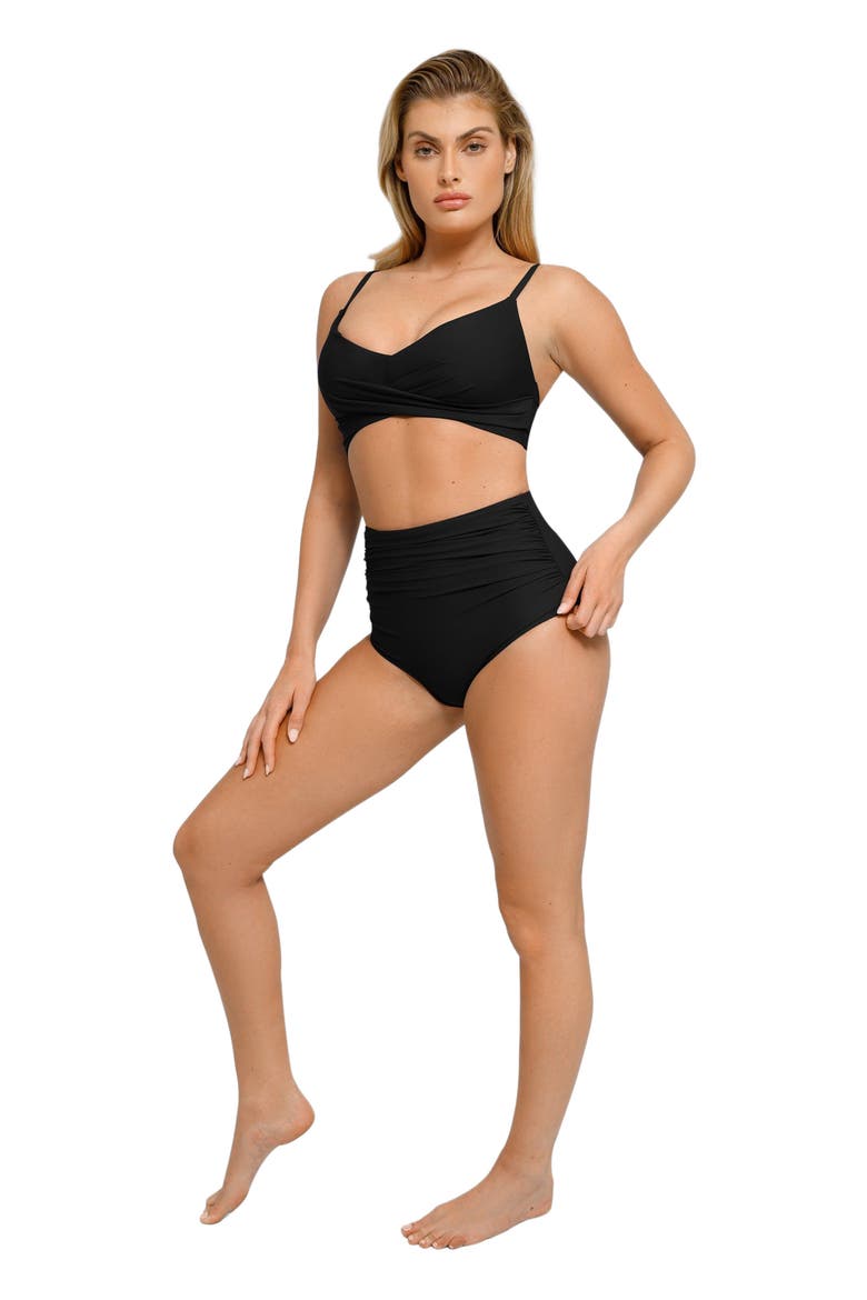 Shapewear Bust-Enhancing Draped Bikini Top, Main, color, Midnight Black