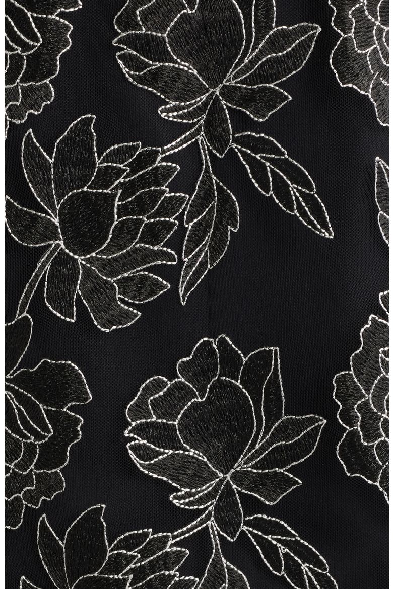 Floral Embroidery High-Low Dress, Alternate, color, BLACK/WHITE
