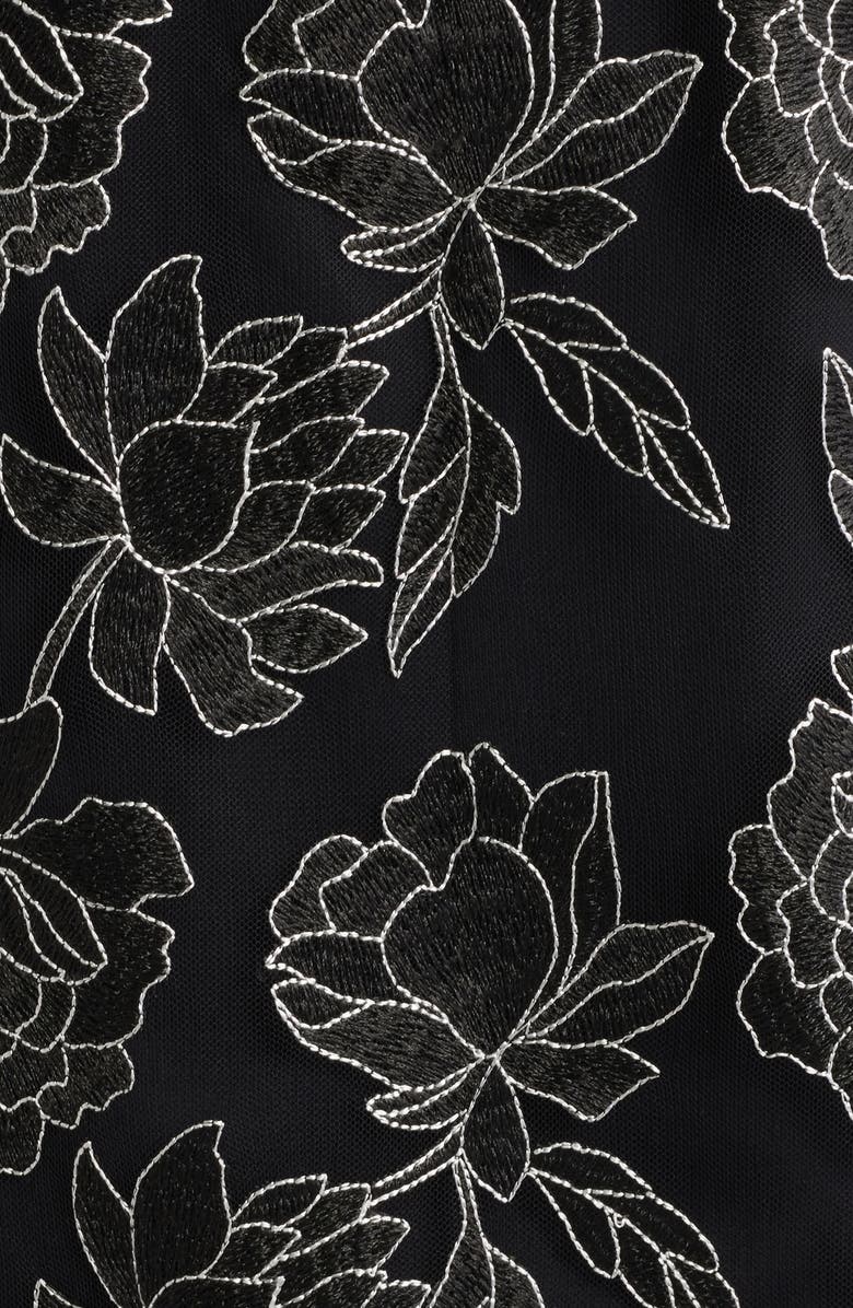 Sam Edelman Floral Embroidery High-Low Dress, Alternate, color, Black/White