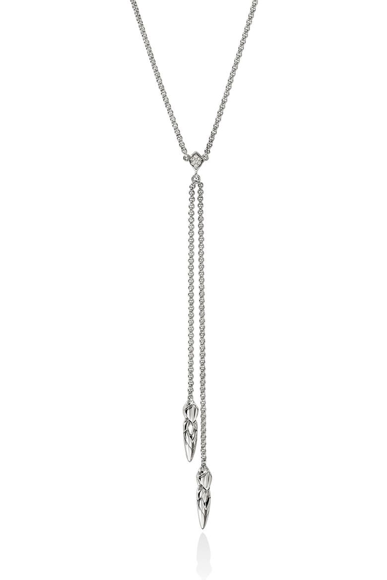 Naga Diamond Y-Necklace, Main, color, SILVER