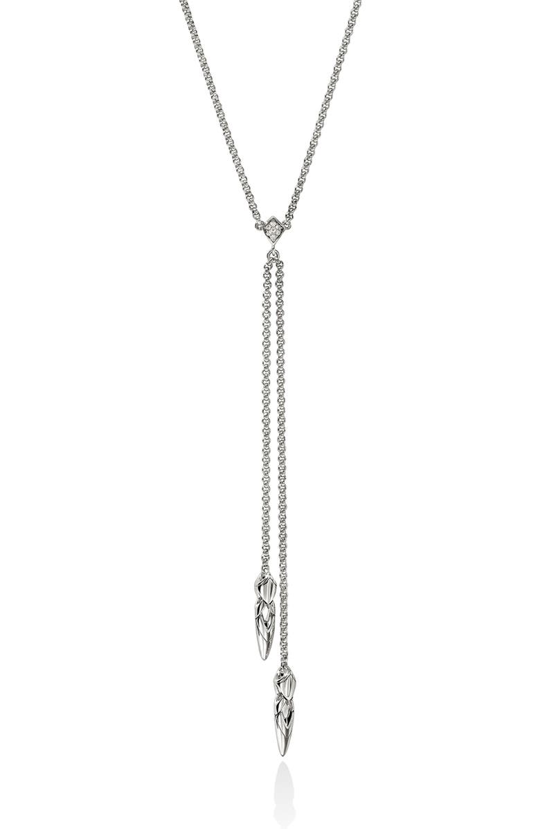 John Hardy Naga Diamond Y-Necklace, Main, color, Silver