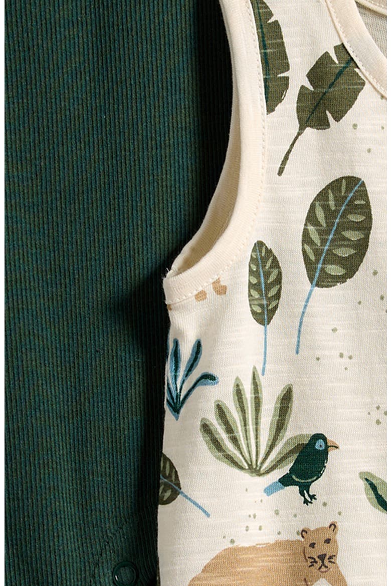 2-Pack Assorted Stretch Organic Cotton Rompers, Alternate, color, JUNGLE GREEN