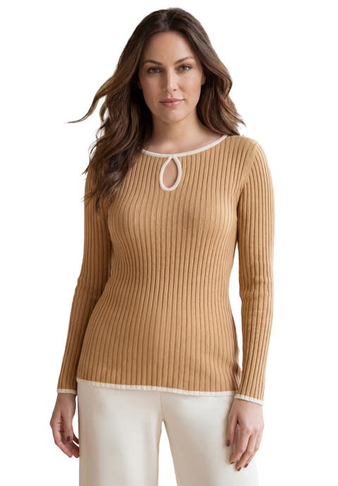 Ribbed Keyhole Pullover Sweater