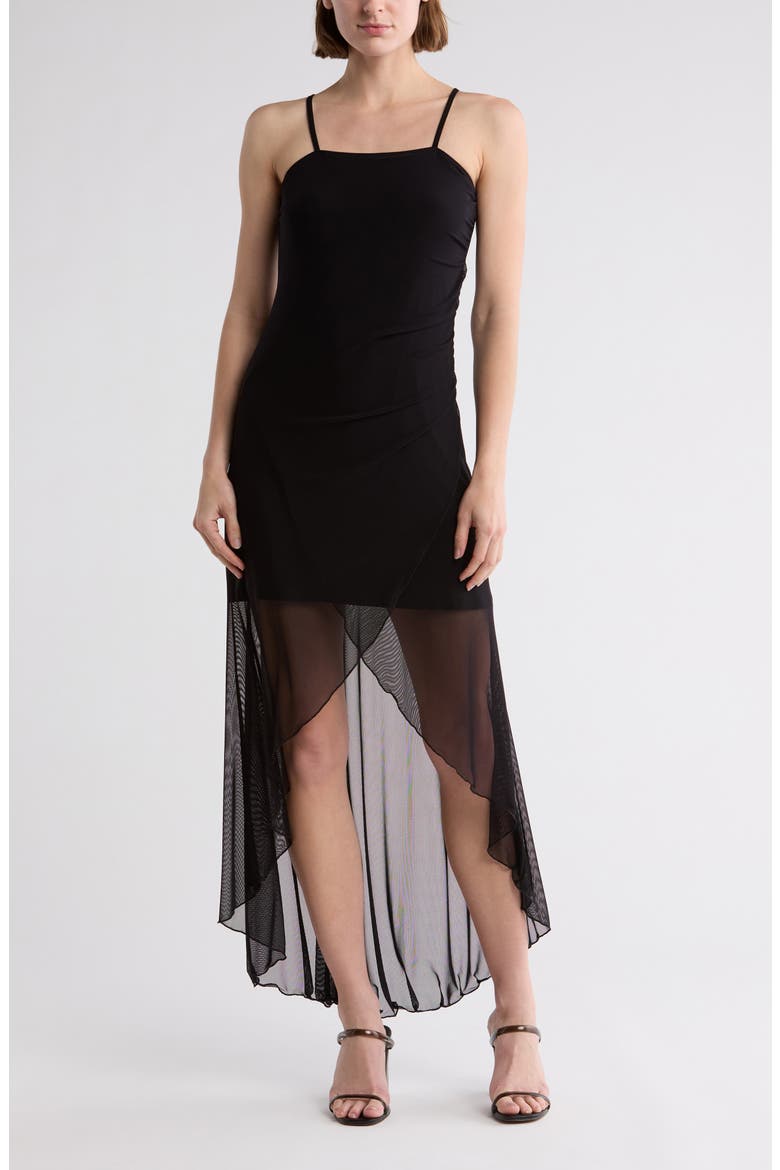 High Low Mesh Dress, Main, color, BLACK