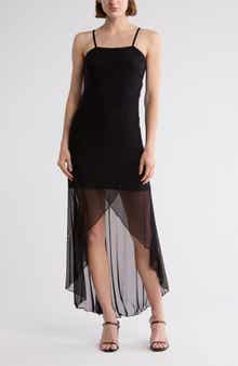 bebe High Low Mesh Dress