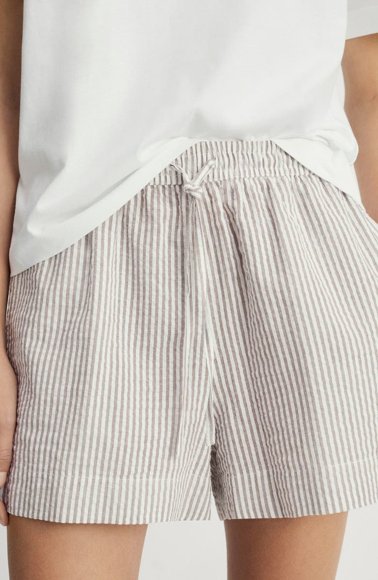 MANGO Mixed Media Cotton Short Pajamas, Alternate, color, Medium Brown