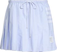 Thom Browne 4-Bar Pleated Cotton Oxford Miniskirt