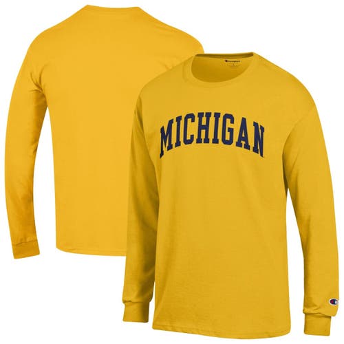 Champion Maize Michigan Wolverines Basic Arch Long Sleeve T-shirt In Yellow