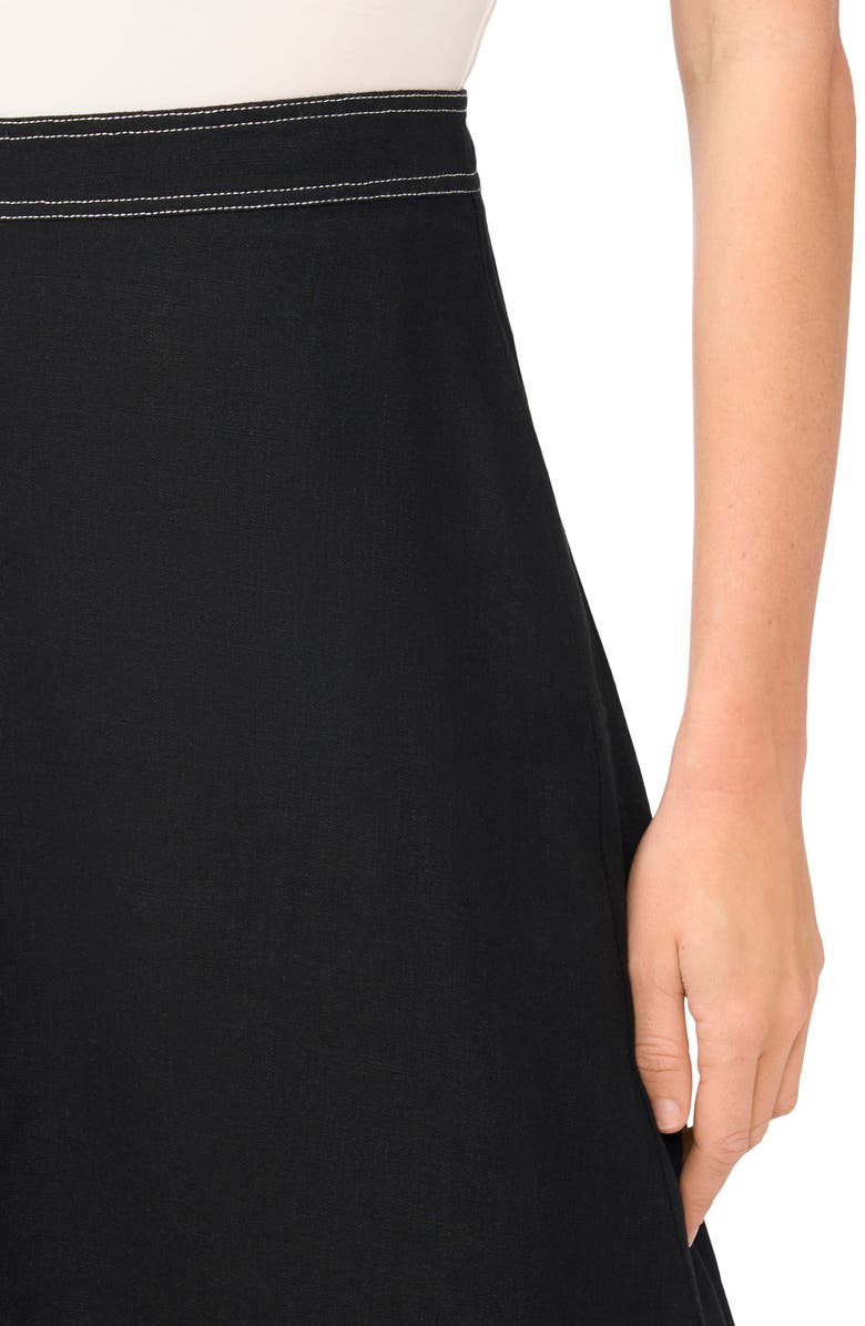 Vince Camuto Topstitch Flare Maxi Skirt, Alternate, color, Rich Black