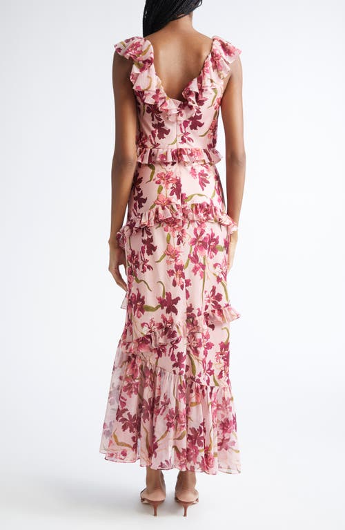 Cinq À Sept Trailing Hibiscus Maxi Dress In Pink