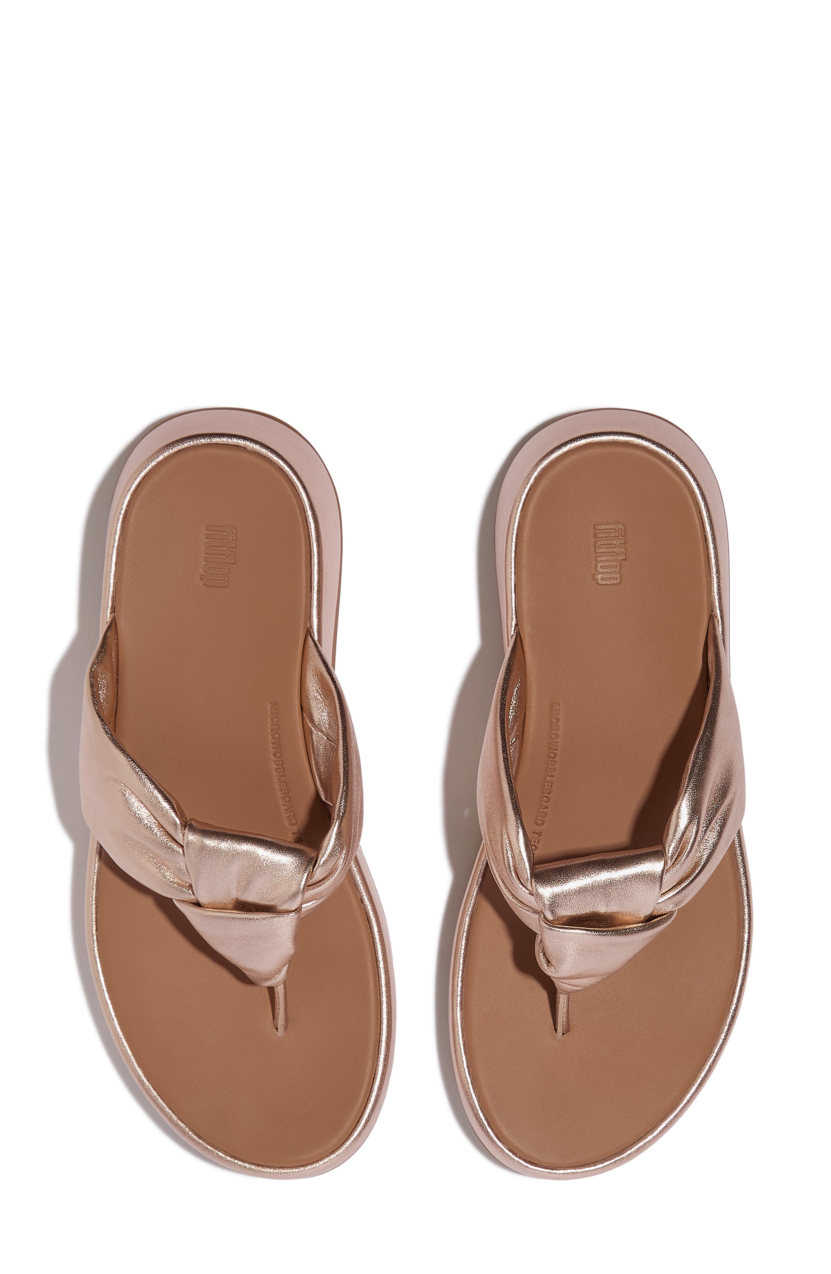 FitFlop F-Mode Knot Platform Wedge Flip Flop, Alternate, color, Metallic Classic Beige