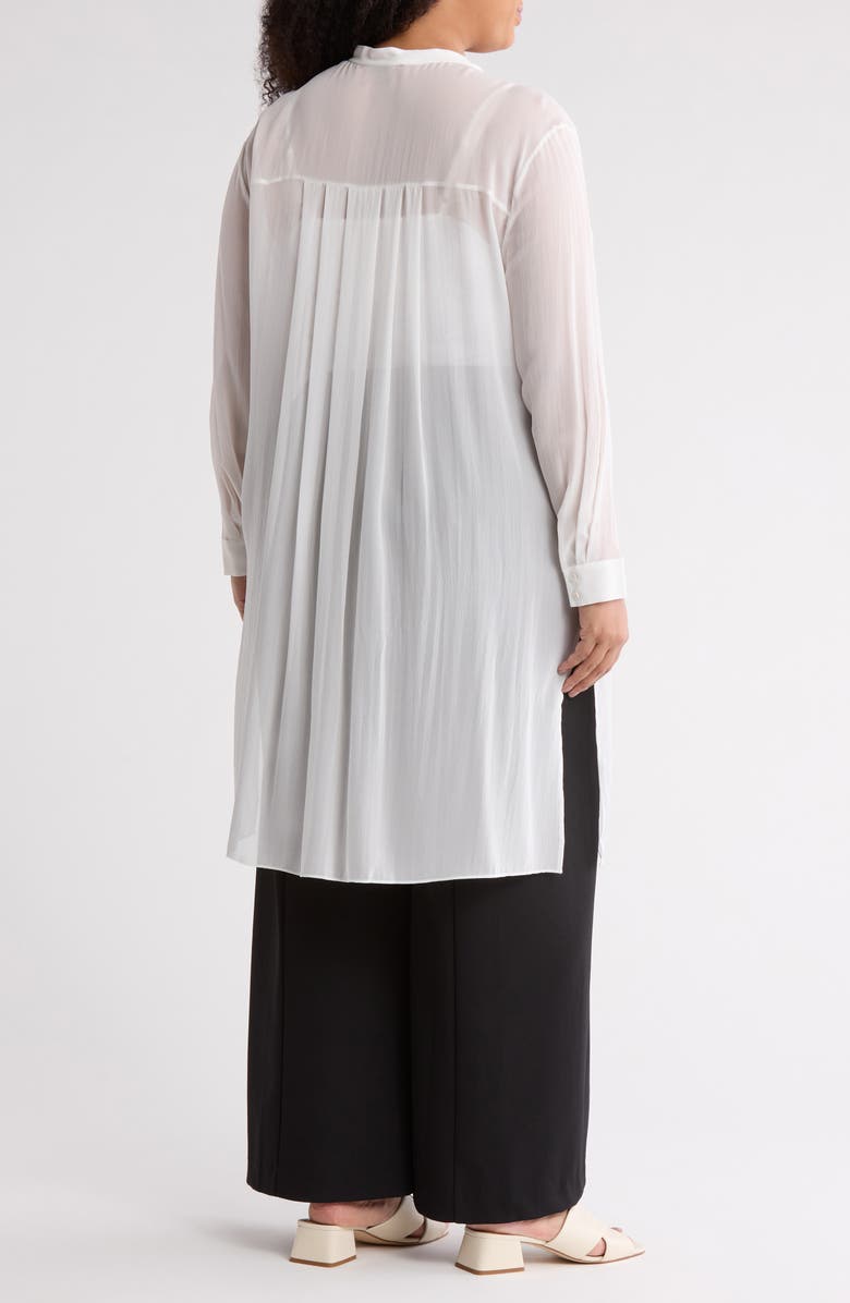 Eileen Fisher Mandarin Collar Long Sleeve Silk Button-Up Shirt, Alternate, color,