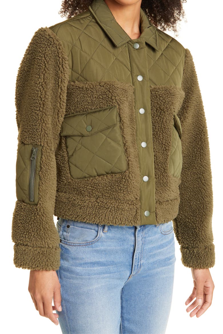 Peyton Quilted Fleece Jacket, Alternate, color, OLIVE