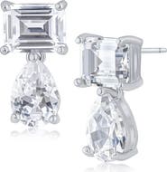 CZ by Kenneth Jay Lane Pear & Emerald-Cut Cubic Zirconia Drop Earrings