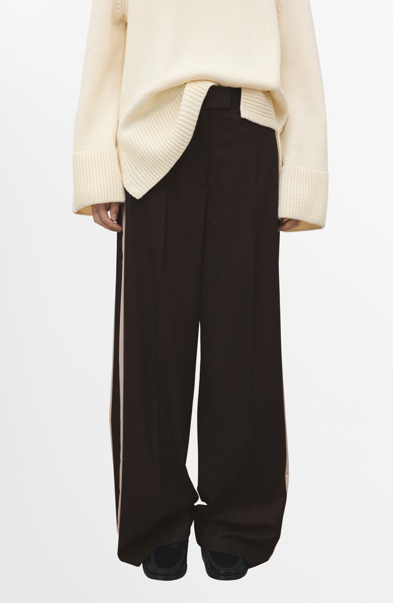 MANGO Side Stripe Wide Leg Pants, Main, color, Chocolate