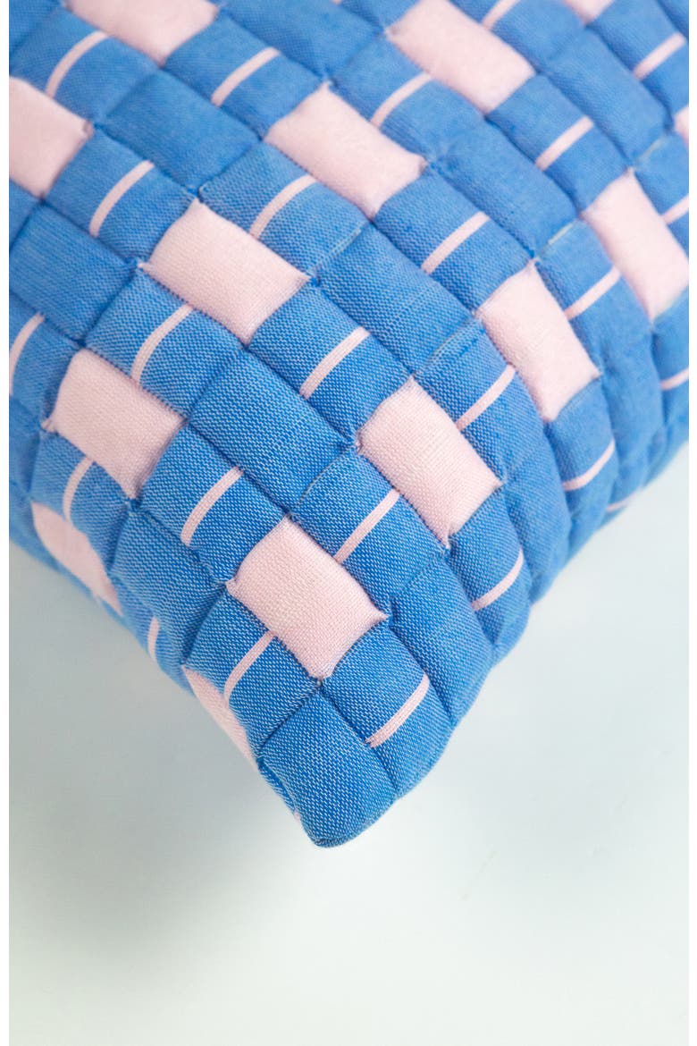 Quilted Sujani Checkered Throw Pillow, Alternate, color, Blue