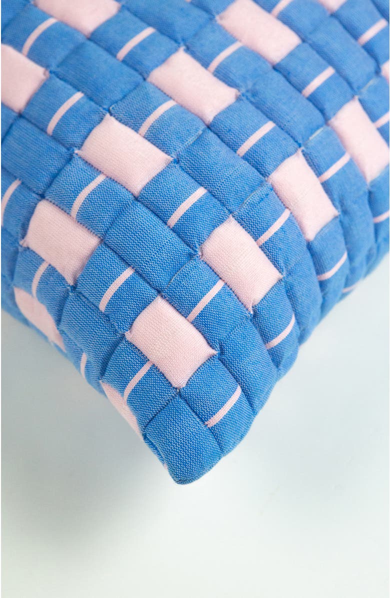 Archive New York Quilted Sujani Checkered Throw Pillow, Alternate, color, Blue