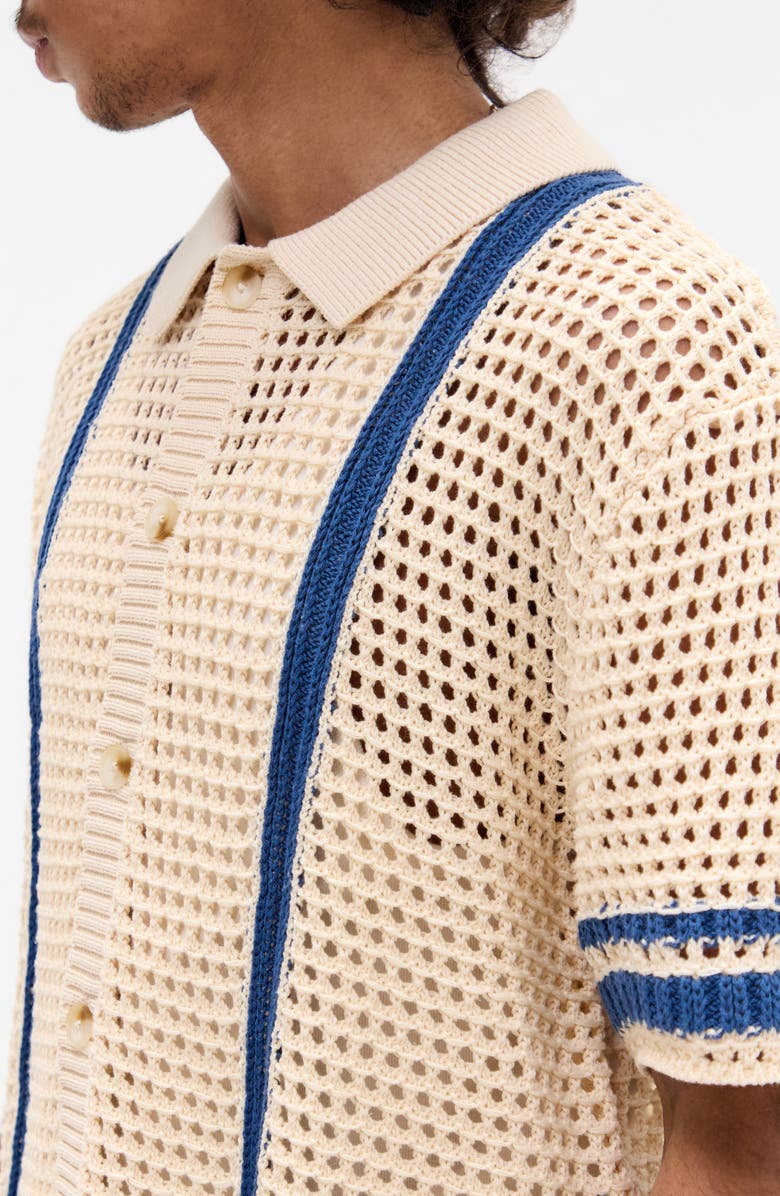 BDG Urban Outfitters Open Knit Short Sleeve Button-Up Shirt, Alternate, color, 