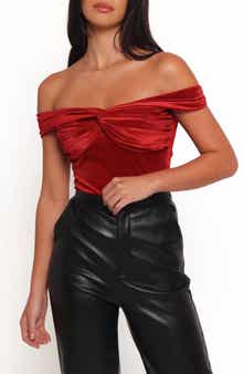 Petal & Pup Rita Off the Shoulder Velvet Top
