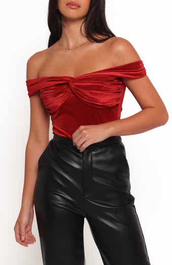 Petal & Pup Rita Off the Shoulder Velvet Top