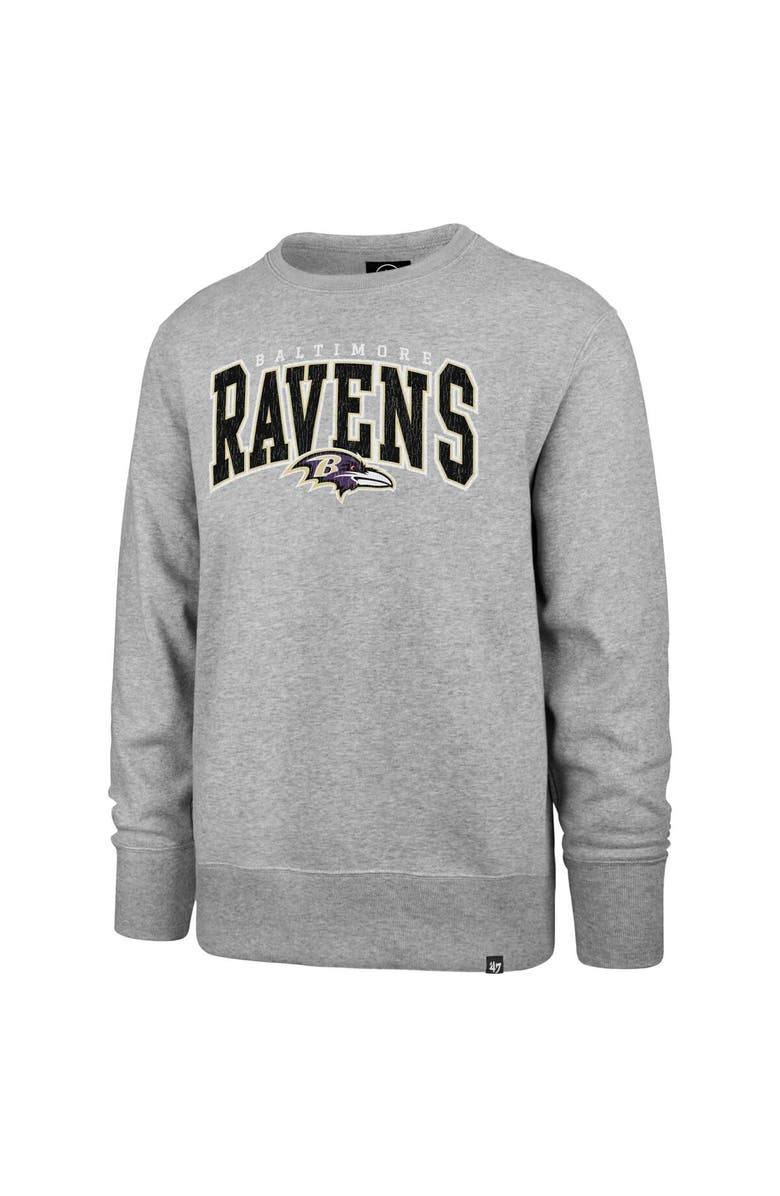 '47 Men's '47 Gray Baltimore Ravens Varsity Block Headline Pullover Sweatshirt, Alternate, color,