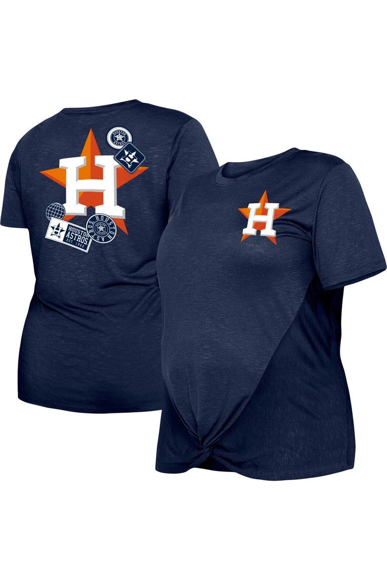 Women's New Era Navy Houston Astros Plus Size Two-Hit Front Knot T-Shirt, Main, color, Navy
