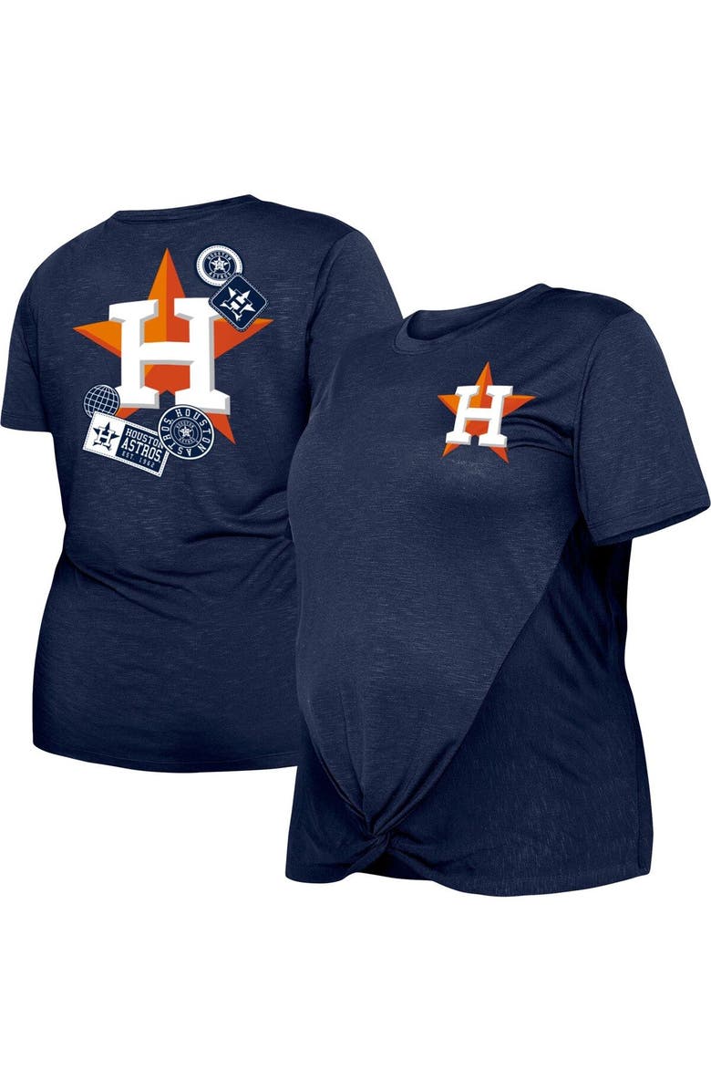 New Era Women's New Era Navy Houston Astros Plus Size Two-Hit Front Knot T-Shirt, Main, color, Navy