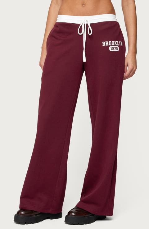 Brookie Contrast Waist Logo Wide Leg Sweatpants