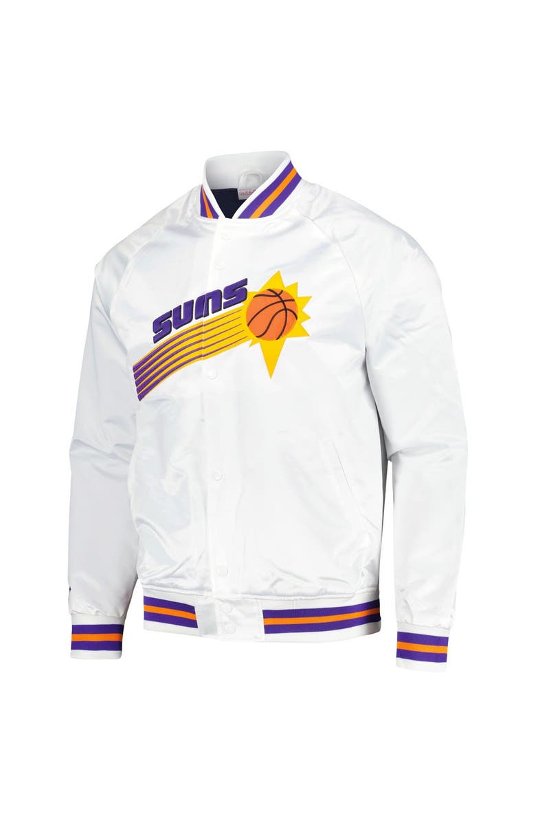 Mitchell & Ness Men's Mitchell & Ness White Phoenix Suns Hardwood Classics Throwback Wordmark Raglan Full-Snap Jacket, Alternate, color, White