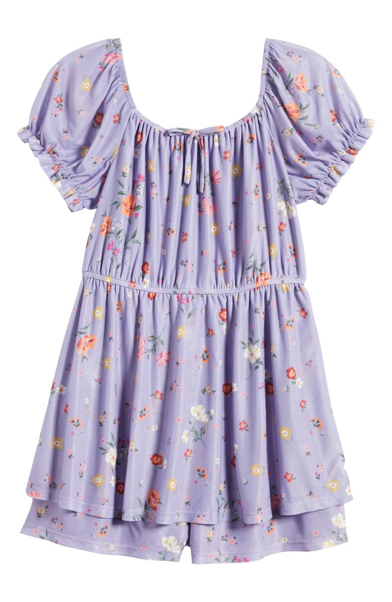 Love, Fire Kids' Floral Romper, Main, color, Lilac Floral