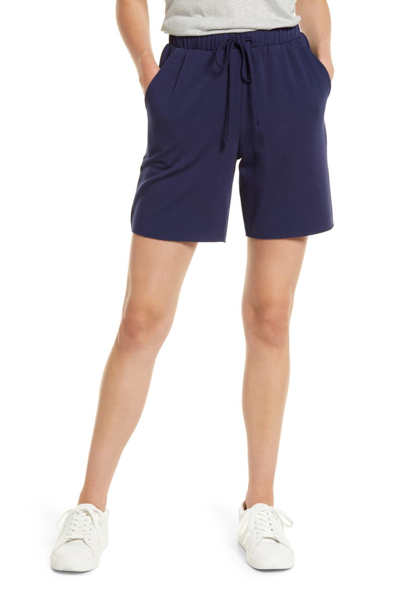 Raw Hem Sweat Shorts, Main, color, NAVY MARITIME