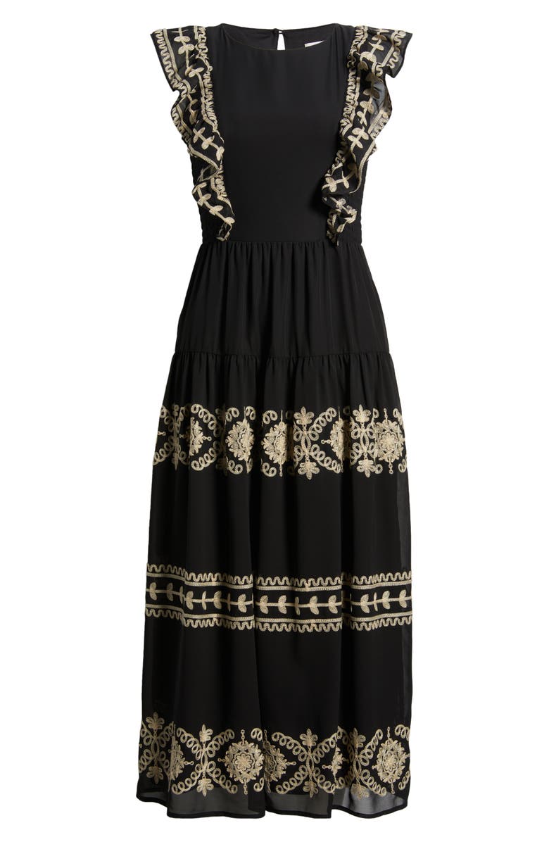 Anne Klein Embroidered Ruffle Sleeve Dress, Alternate, color, 