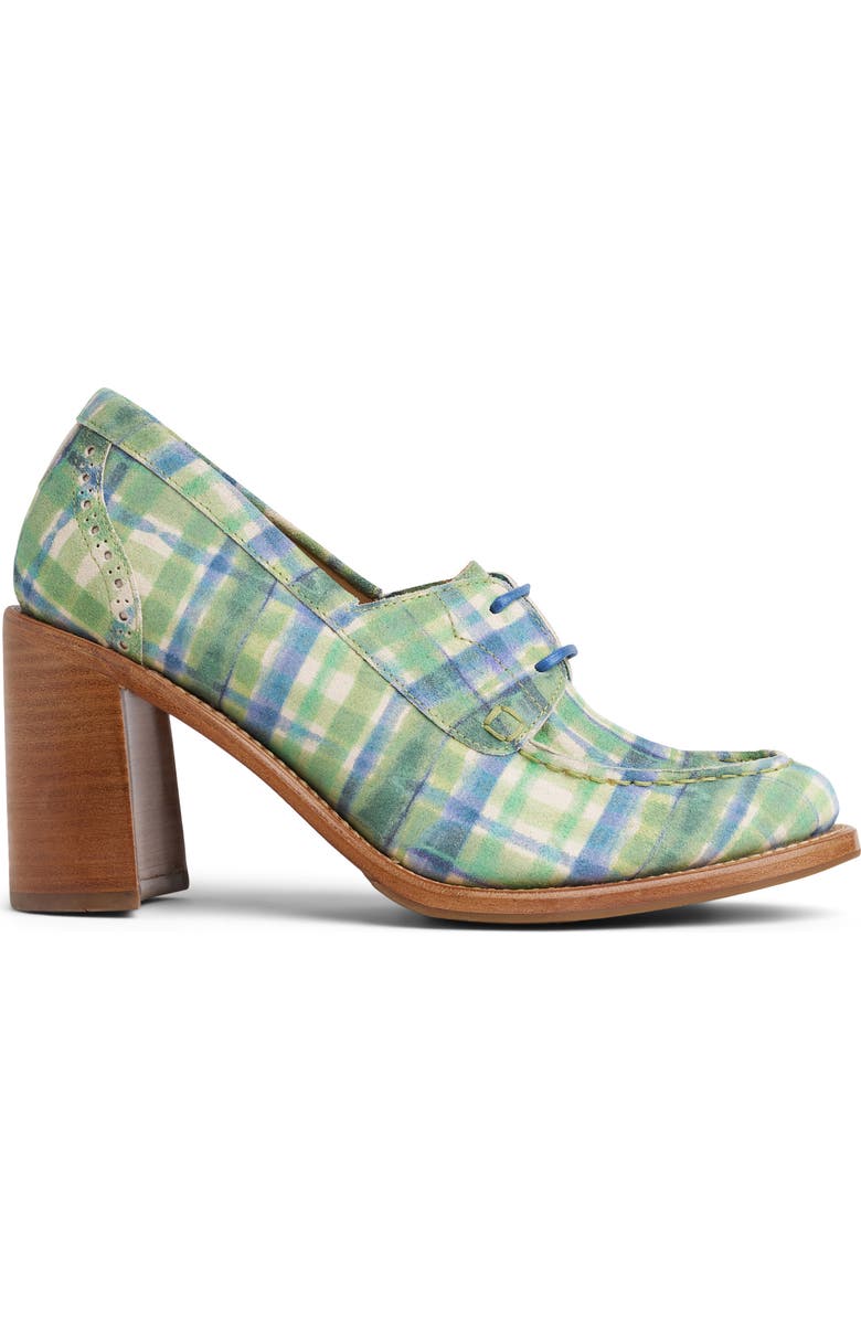 THE OFFICE OF US Mrs. Rosa Block Heel Pump, Alternate, color, Green/ Blue Plaid