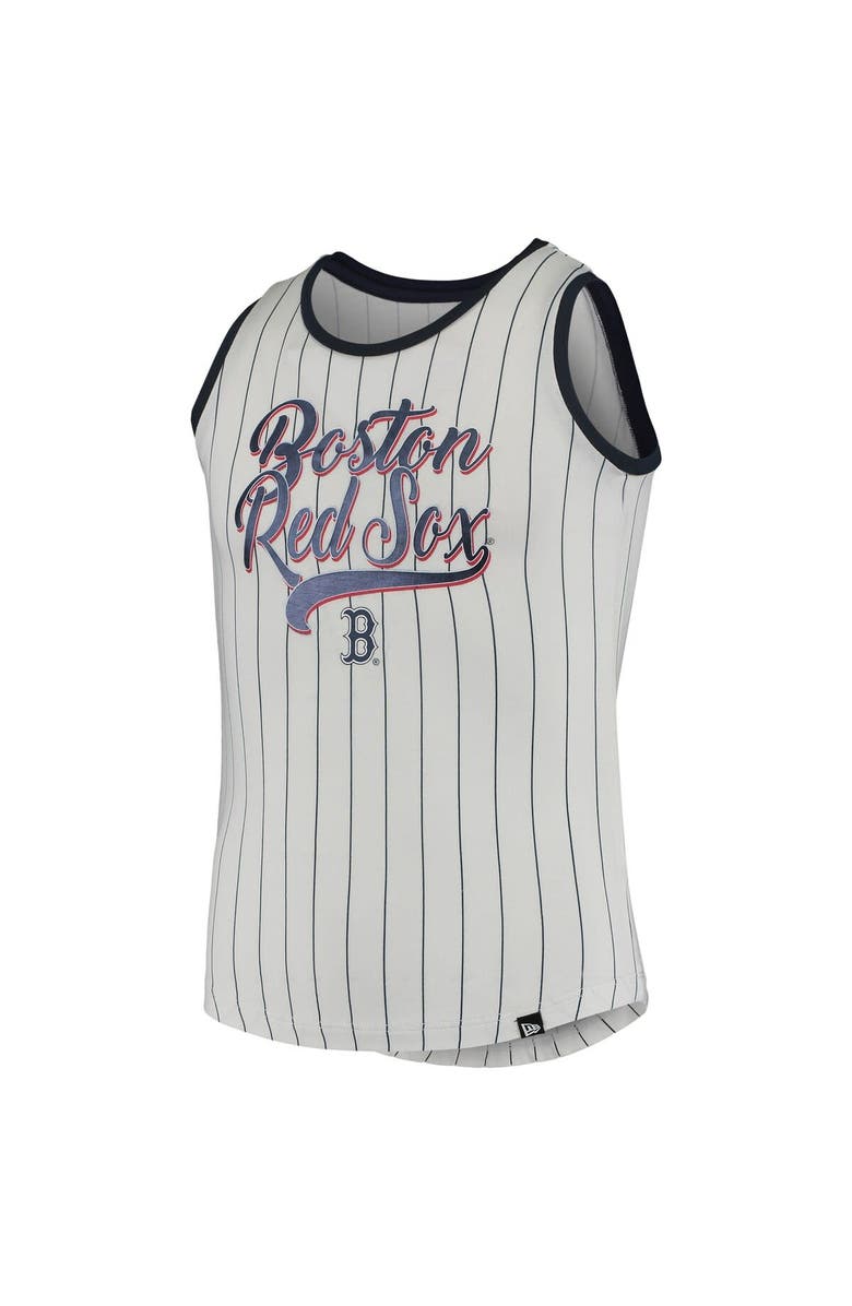 New Era Girls Youth New Era White/Navy Boston Red Sox Pinstripe Tank Top, Alternate, color, 
