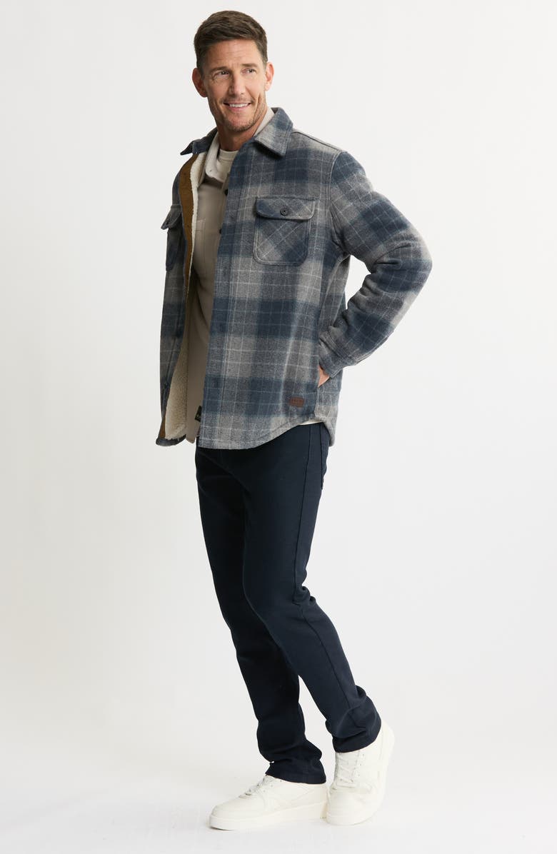 JACHS Plaid Shirt Jacket with Faux Fur Lining, Alternate, color, Blue