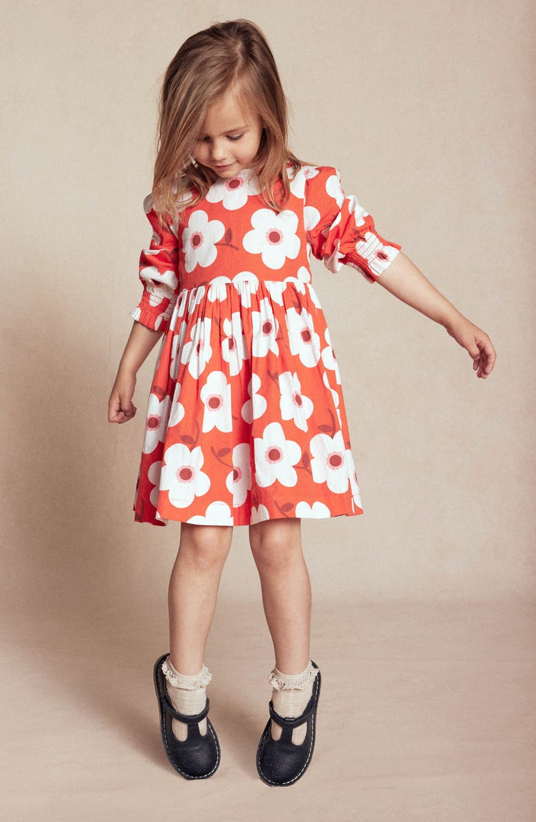 Kids' Floral Long Sleeve Cotton Dress