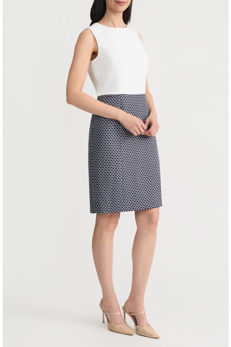 Princess Sheath Dress, Alternate, color, WHITE/ NAVY DOT