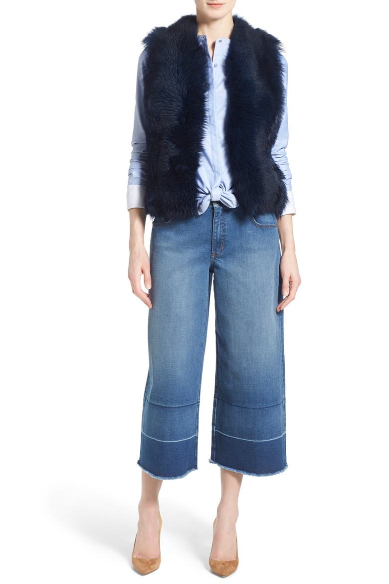 High Rise Denim Culottes, Alternate, color, DUSK INDIGO VINTAGE