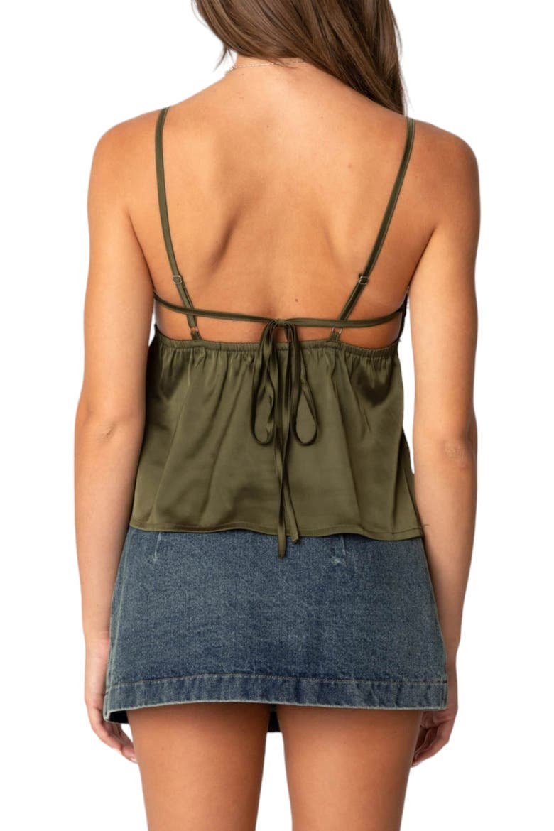 Blanca Lace Trim Satin Camisole, Alternate, color, GREEN