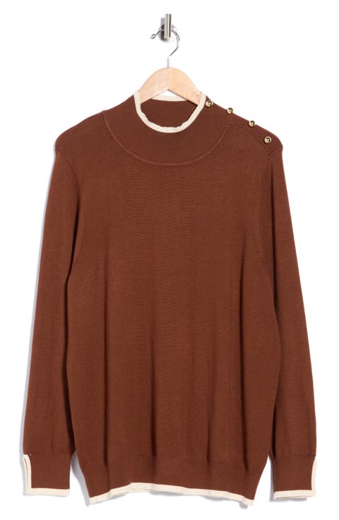 Tipped Mock Neck Sweater